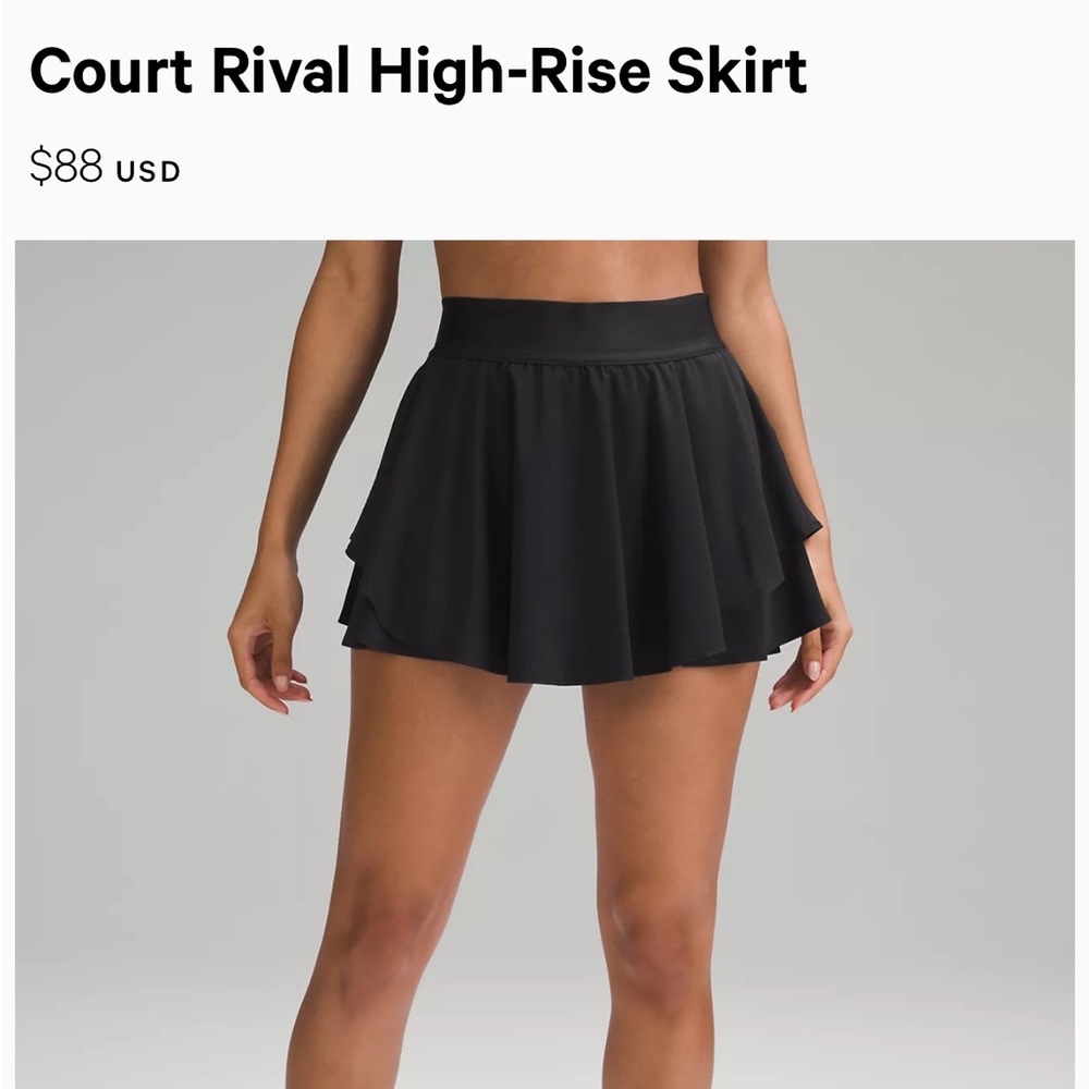 Lululemon Court Rival High Rise Black Tennis Skirt / Skort